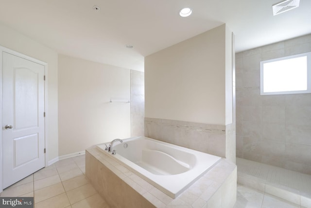 4504 Eden Park Ln, Upper Marlboro, MD 20772 - bathroom featuring a bath, tile patterned flooring, and recessed lighting