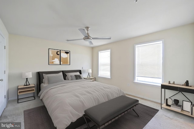 4504 Eden Park Ln, Upper Marlboro, MD 20772 - bedroom featuring light carpet, baseboards, and ceiling fan