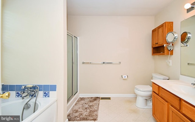 1664 Brynne Ln, Pottstown, PA 19464 - full bath with a bath, vanity, a shower with door, toilet, and baseboards