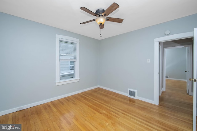 449 Audubon Ave, Audubon, NJ 08106 - unfurnished room featuring baseboards, ceiling fan, light wood-style flooring, and a smoke detector