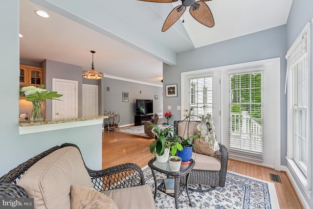 45 Saint Marys Ln, Stafford, VA 22556 - living area with a ceiling fan, light wood-style flooring, baseboards, and recessed lighting