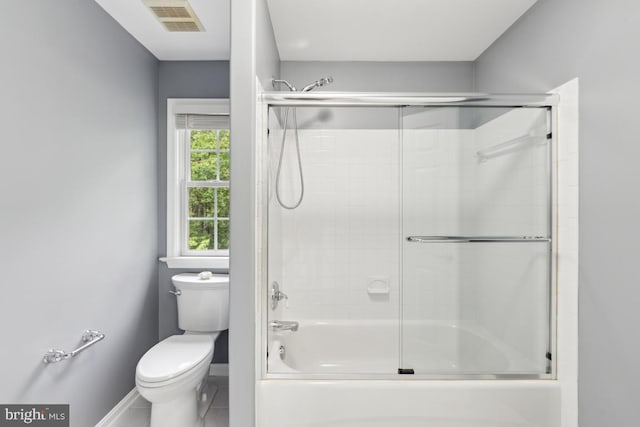 45 Saint Marys Ln, Stafford, VA 22556 - bathroom with toilet, combined bath / shower with glass door, baseboards, and tile patterned flooring