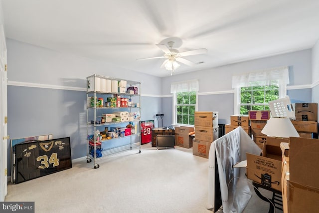 45 Saint Marys Ln, Stafford, VA 22556 - office area featuring a ceiling fan and carpet flooring