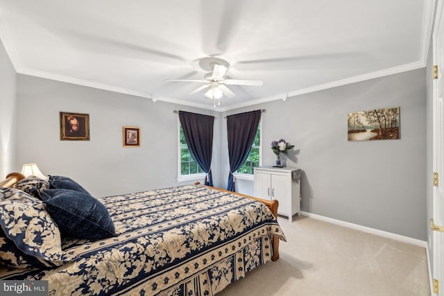 45 Saint Marys Ln, Stafford, VA 22556 - bedroom featuring crown molding, light colored carpet, baseboards, and a ceiling fan
