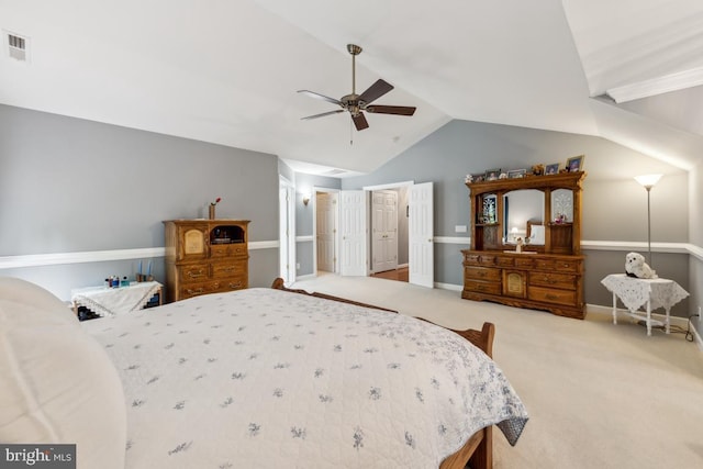 45 Saint Marys Ln, Stafford, VA 22556 - carpeted bedroom featuring lofted ceiling, baseboards, and a ceiling fan