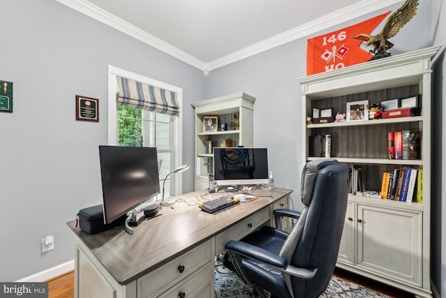 45 Saint Marys Ln, Stafford, VA 22556 - home office featuring ornamental molding, wood finished floors, and baseboards