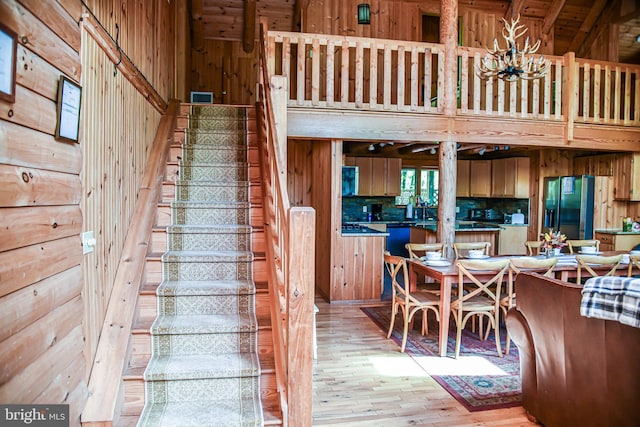 194 Thornberry Ln, Blakeslee, PA 18610 - stairway featuring wooden walls and wood finished floors