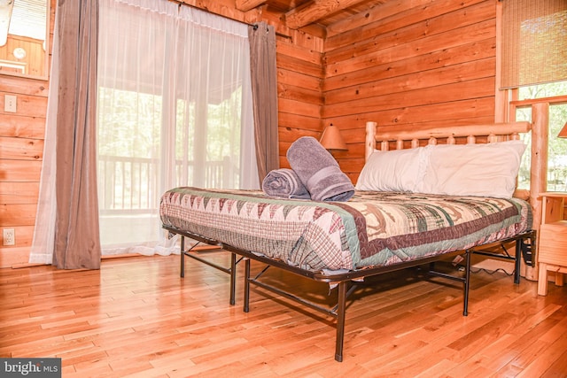 194 Thornberry Ln, Blakeslee, PA 18610 - bedroom with wooden walls and wood finished floors