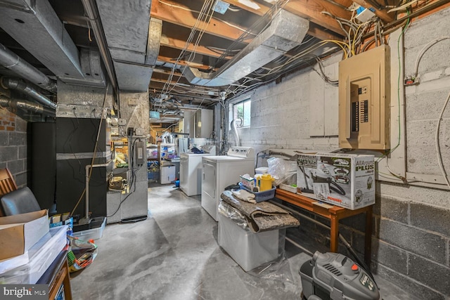 5408 Wehawken Rd, Bethesda, MD 20816 - basement featuring electric panel and washer and clothes dryer