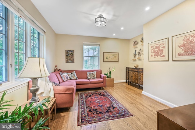 5408 Wehawken Rd, Bethesda, MD 20816 - living room with wood finished floors, baseboards, and recessed lighting