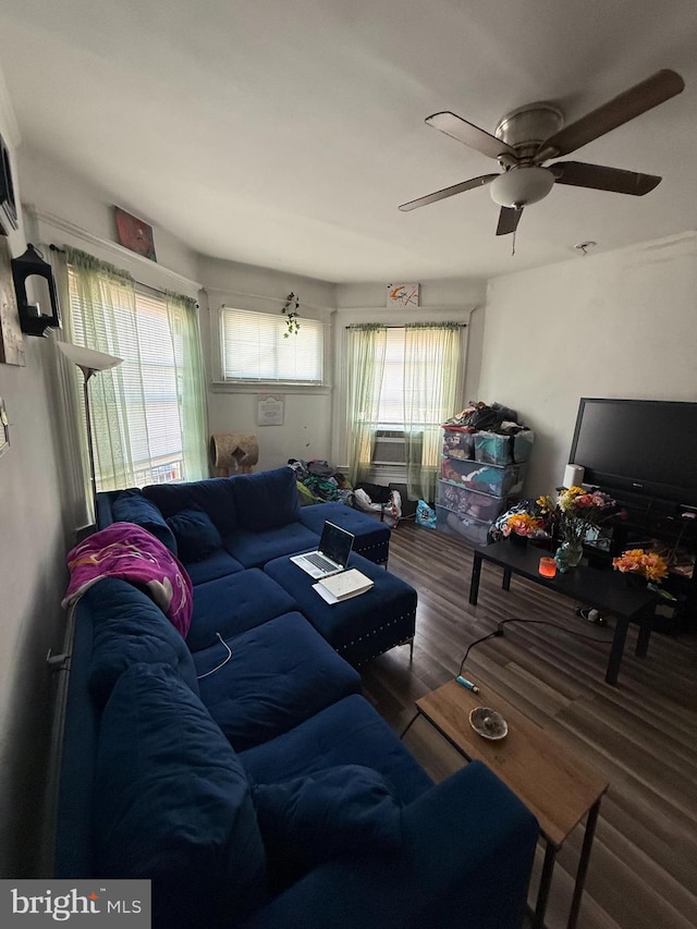 1512 Lindley Ave, Philadelphia, PA 19141 - living room with a ceiling fan and wood finished floors