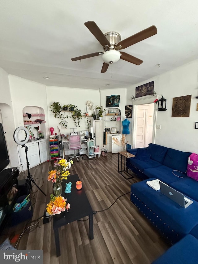 1512 Lindley Ave, Philadelphia, PA 19141 - living room with a ceiling fan and wood finished floors