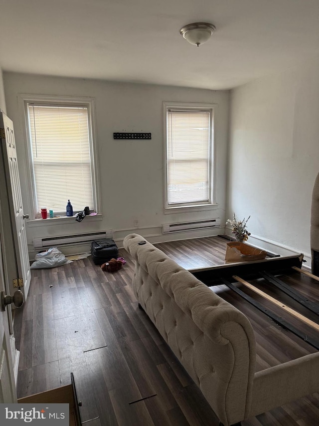 1512 Lindley Ave, Philadelphia, PA 19141 - living room featuring baseboard heating and wood finished floors