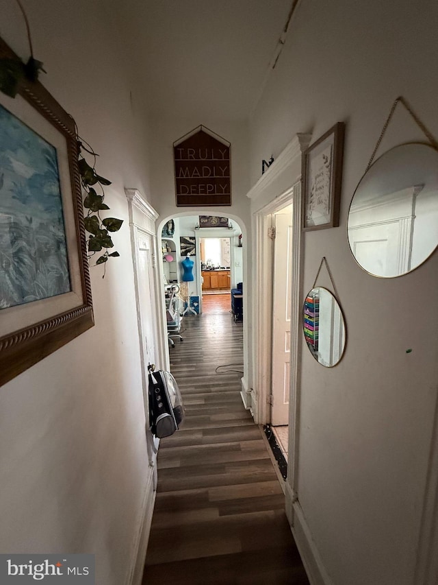 1512 Lindley Ave, Philadelphia, PA 19141 - hallway featuring arched walkways and dark wood-style floors