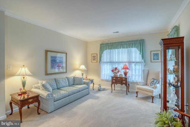 73 Springmill Dr, Middletown, DE 19709 - carpeted living area with crown molding and baseboards