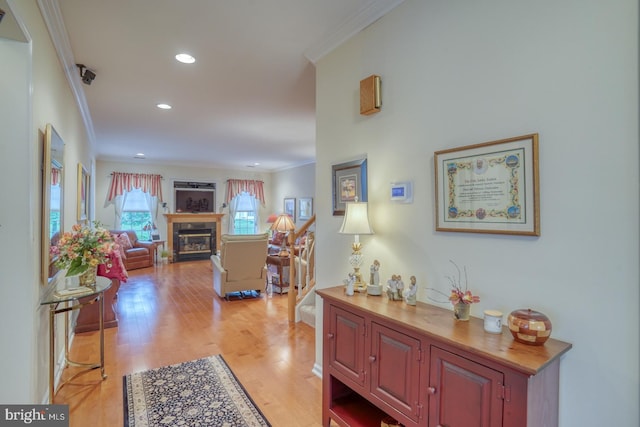 73 Springmill Dr, Middletown, DE 19709 - hall featuring ornamental molding, light wood-style flooring, and recessed lighting