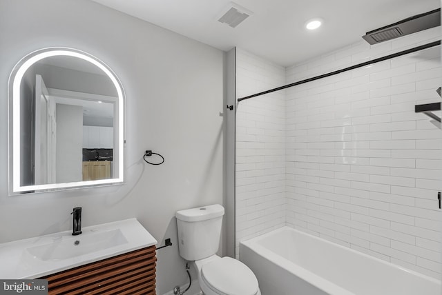 2937 Page St, Philadelphia, PA 19121 - bathroom with toilet, vanity, bathing tub / shower combination, and recessed lighting