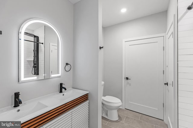 2937 Page St, Philadelphia, PA 19121 - bathroom with toilet, tile patterned floors, double vanity, and recessed lighting