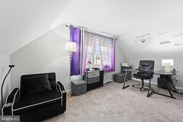 35 Mullshire Ln, Willingboro, NJ 08046 - carpeted home office featuring lofted ceiling and baseboards