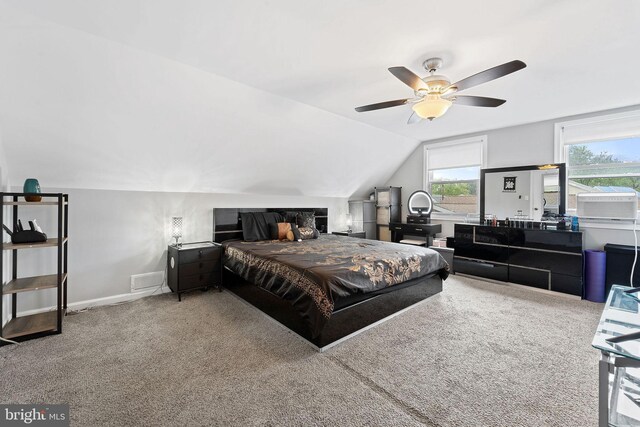 35 Mullshire Ln, Willingboro, NJ 08046 - carpeted bedroom featuring lofted ceiling, ceiling fan, and baseboards