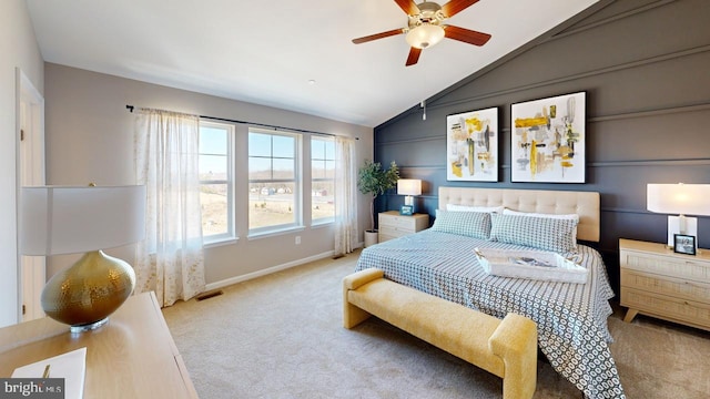11276 Davisar Rd Unit 80, White Marsh, MD 21162 - bedroom with carpet flooring, vaulted ceiling, baseboards, and ceiling fan