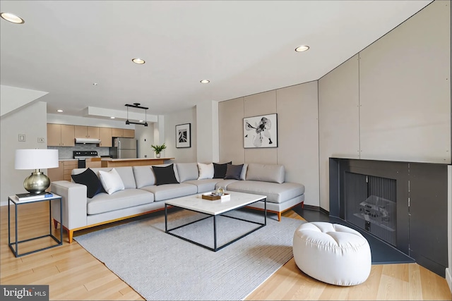 2213 Race St Unit 202, Philadelphia, PA 19103 - living area with light wood-type flooring and recessed lighting