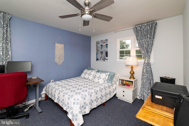 167 Windmill Rd, Willow Grove, PA 19090 - bedroom with carpet, ceiling fan, an office area, and baseboards