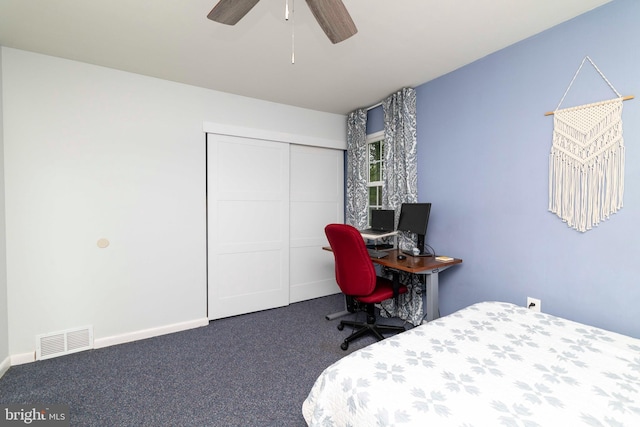 167 Windmill Rd, Willow Grove, PA 19090 - bedroom featuring carpet floors, a closet, baseboards, a ceiling fan, and a desk
