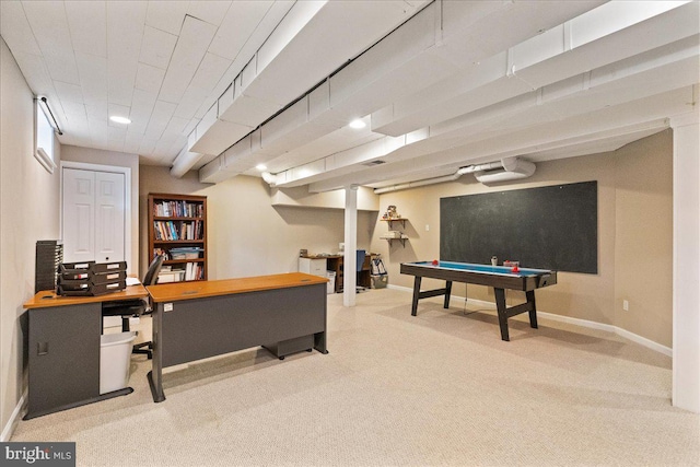 25 Ginnie Ln, West Windsor, NJ 08550 - recreation room featuring carpet floors, pool table, baseboards, and recessed lighting