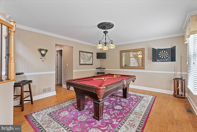 25 Ginnie Ln, West Windsor, NJ 08550 - playroom featuring light wood-style flooring, crown molding, pool table, healthy amount of natural light, and baseboards
