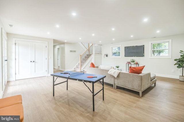4 Donna Marie Ct, Sicklerville, NJ 08081 - playroom with light wood-style flooring, baseboards, and recessed lighting