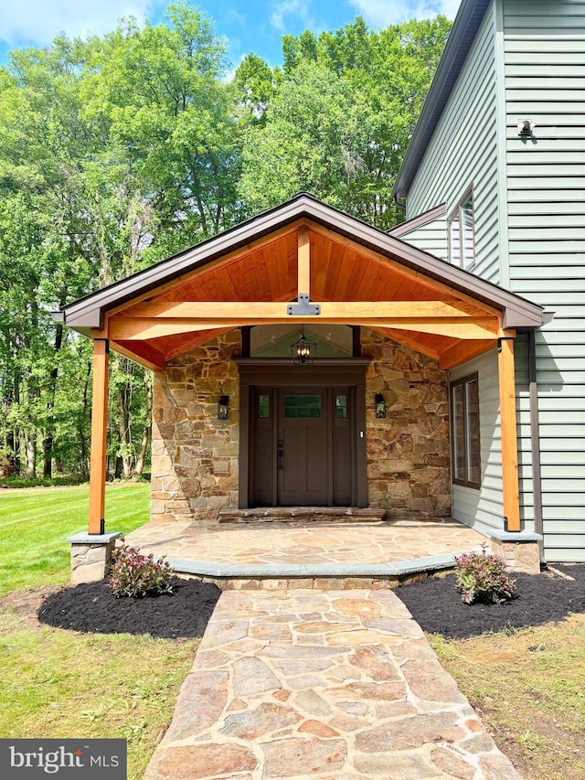 2655 Gap Newport Pike, West Grove, PA 19390 - property entrance featuring stone siding and a yard