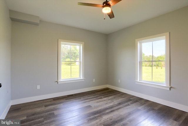 104 Lightfoot Ln, Dillsburg, PA 17019 - spare room with a ceiling fan, dark wood-type flooring, and baseboards