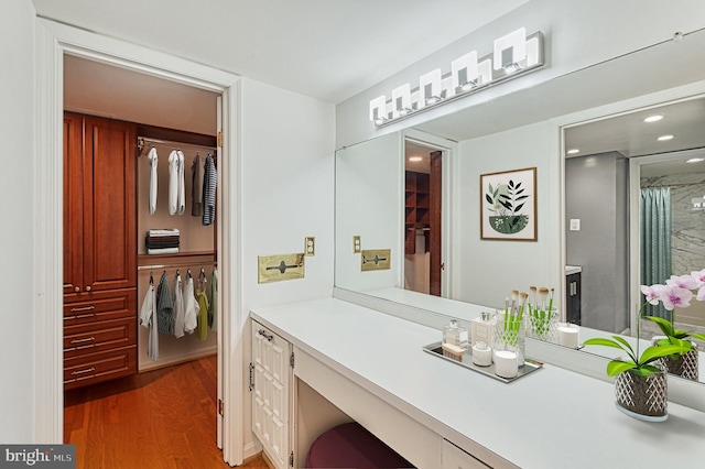 1101 S Arlington Ridge Rd Unit 216, Arlington, VA 22202 - full bathroom with wood finished floors, vanity, and recessed lighting