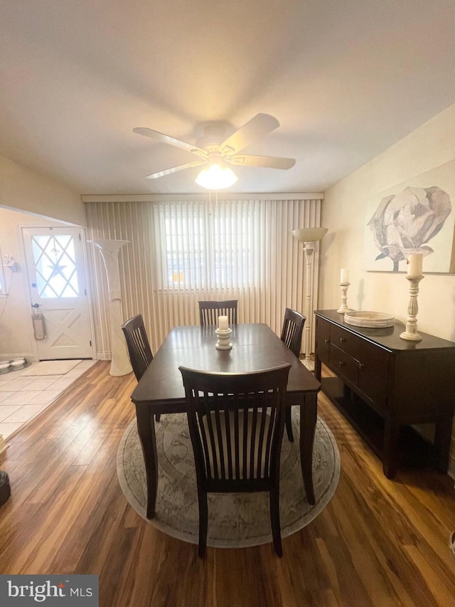 1820 S Dover St, Philadelphia, PA 19145 - dining area featuring ceiling fan and wood finished floors