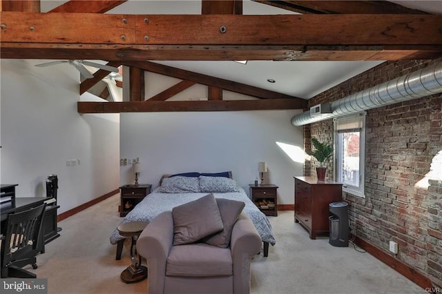 517 W Burke St, Easton, PA 18042 - bedroom featuring light colored carpet, brick wall, and baseboards