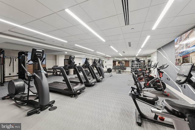616 E St NW Unit 1114, Washington, DC 20004 - exercise room featuring carpet and a drop ceiling
