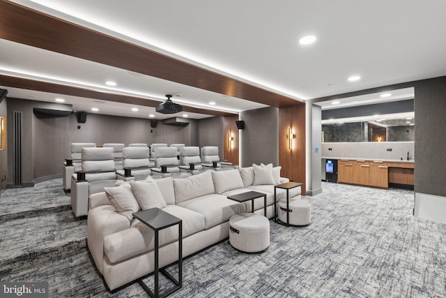 616 E St NW Unit 1114, Washington, DC 20004 - carpeted home theater room featuring recessed lighting, a community bar, and baseboards