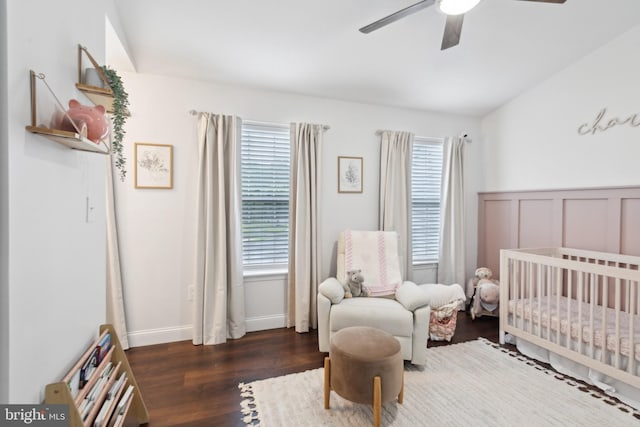 603 Lindsley Ct, Burlington, NJ 08016 - bedroom with multiple windows, a crib, wood finished floors, and vaulted ceiling