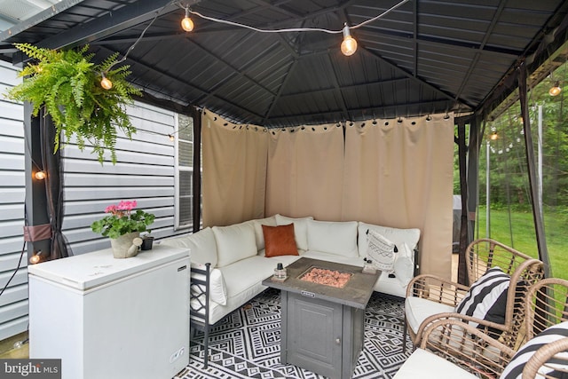 603 Lindsley Ct, Burlington, NJ 08016 - view of patio with a gazebo and an outdoor living space with a fire pit