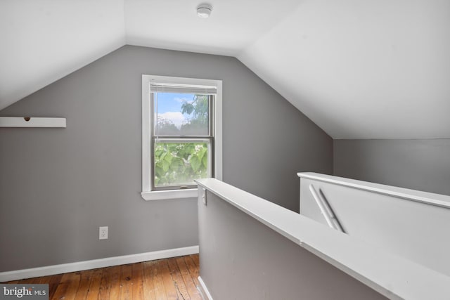 218 Center Ave, Mount Ephraim, NJ 08059 - additional living space featuring hardwood / wood-style flooring, vaulted ceiling, and baseboards
