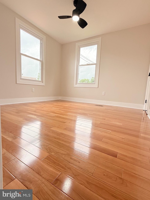 114 Marshall Rd, Lansdowne, PA 19050 - empty room featuring light wood finished floors, ceiling fan, and baseboards