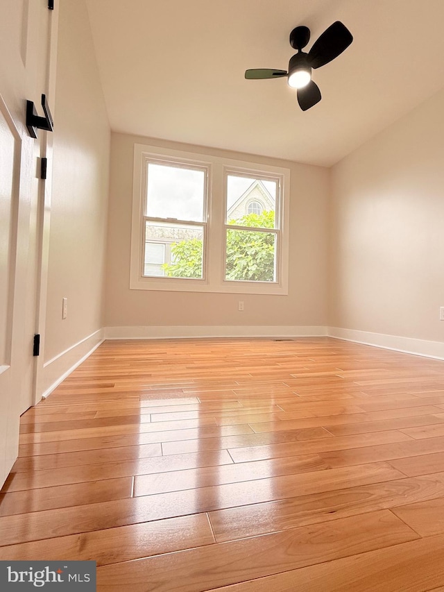 114 Marshall Rd, Lansdowne, PA 19050 - spare room with light wood-type flooring, baseboards, and ceiling fan
