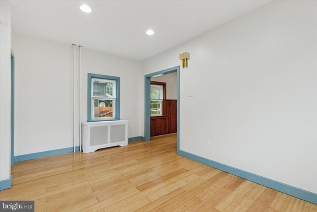 603 Vernon St, Media, PA 19063 - unfurnished room featuring radiator heating unit, wood finished floors, baseboards, and recessed lighting