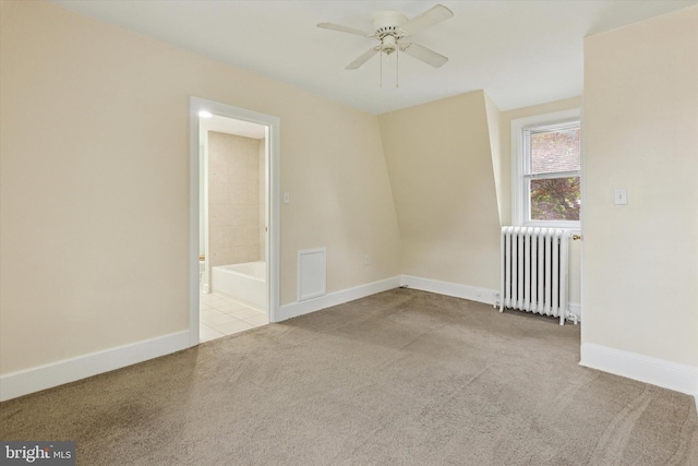 603 Vernon St, Media, PA 19063 - carpeted empty room featuring radiator, ceiling fan, and baseboards
