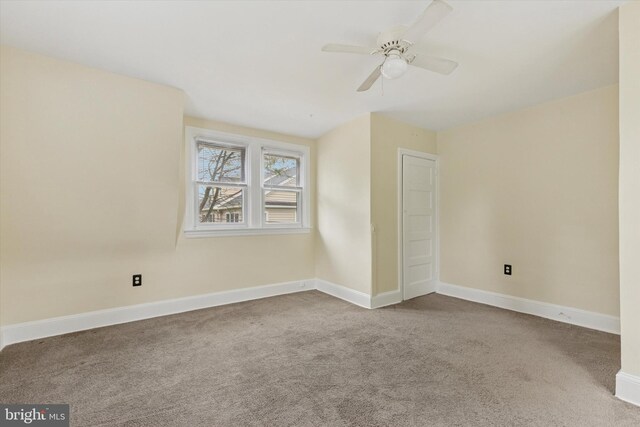 603 Vernon St, Media, PA 19063 - empty room featuring carpet, a ceiling fan, and baseboards
