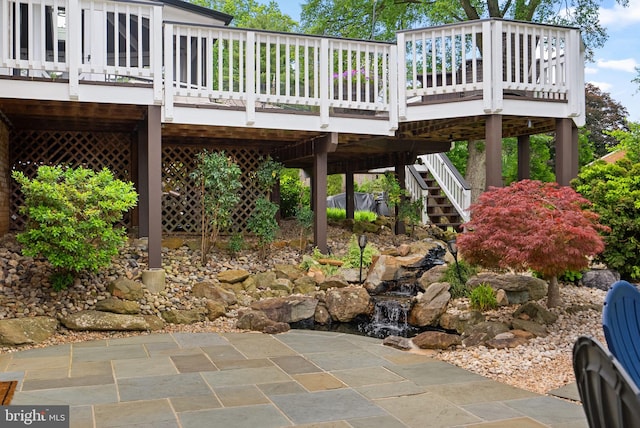 2302 Solmar Dr, Silver Spring, MD 20904 - view of patio / terrace featuring a deck and stairway