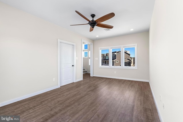 1169 Jennifer Ln, Manahawkin, NJ 08050 - spare room with ceiling fan, wood finished floors, baseboards, stairs, and recessed lighting
