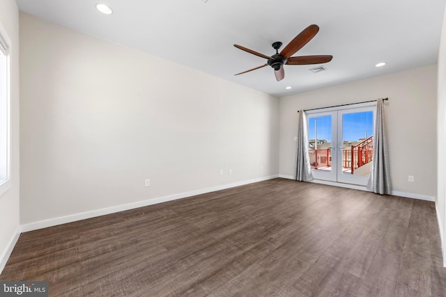 1169 Jennifer Ln, Manahawkin, NJ 08050 - spare room with a ceiling fan, recessed lighting, baseboards, and dark wood-style flooring