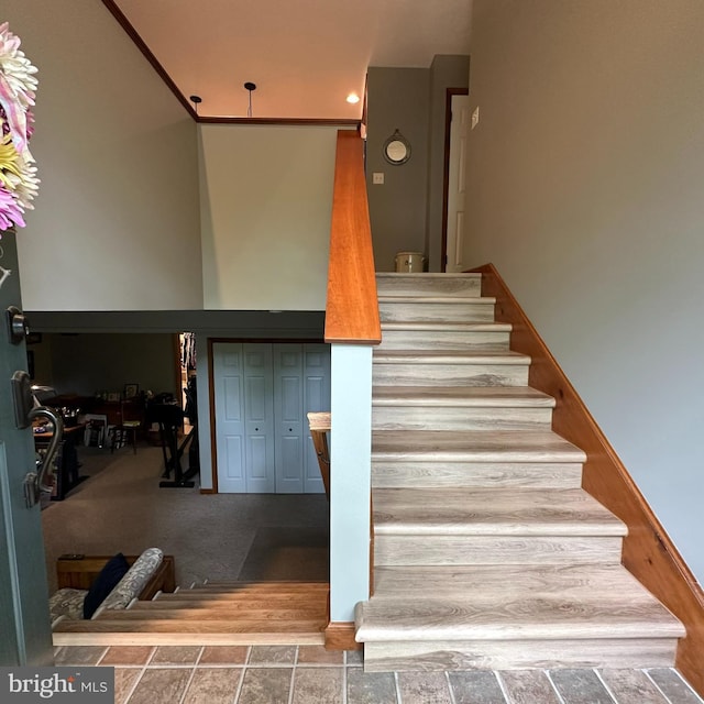 8201 Michaux Dr, Fayetteville, PA 17222 - staircase featuring stone finish floors